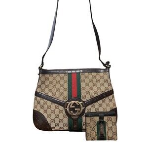 Gucci GG Vintage Authentic Sherry Line Shoulder Bag & Matching Wallet ***RARE***
